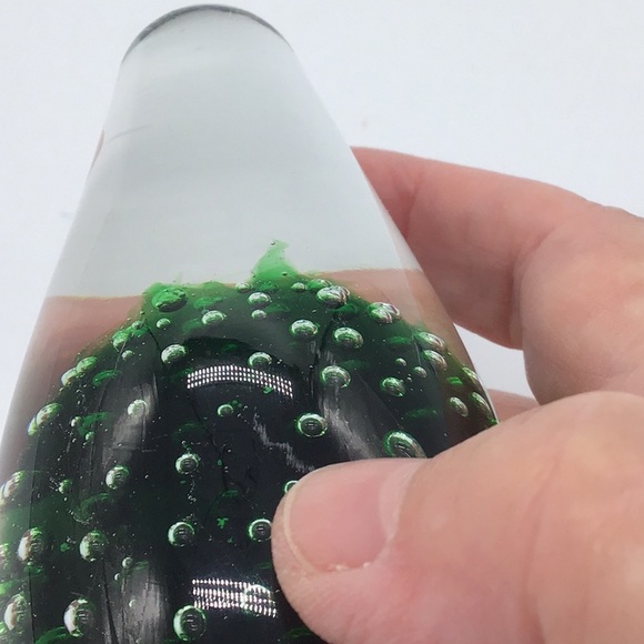 Art Glass Green Bullicante Paperweight - Picture 5 of 5